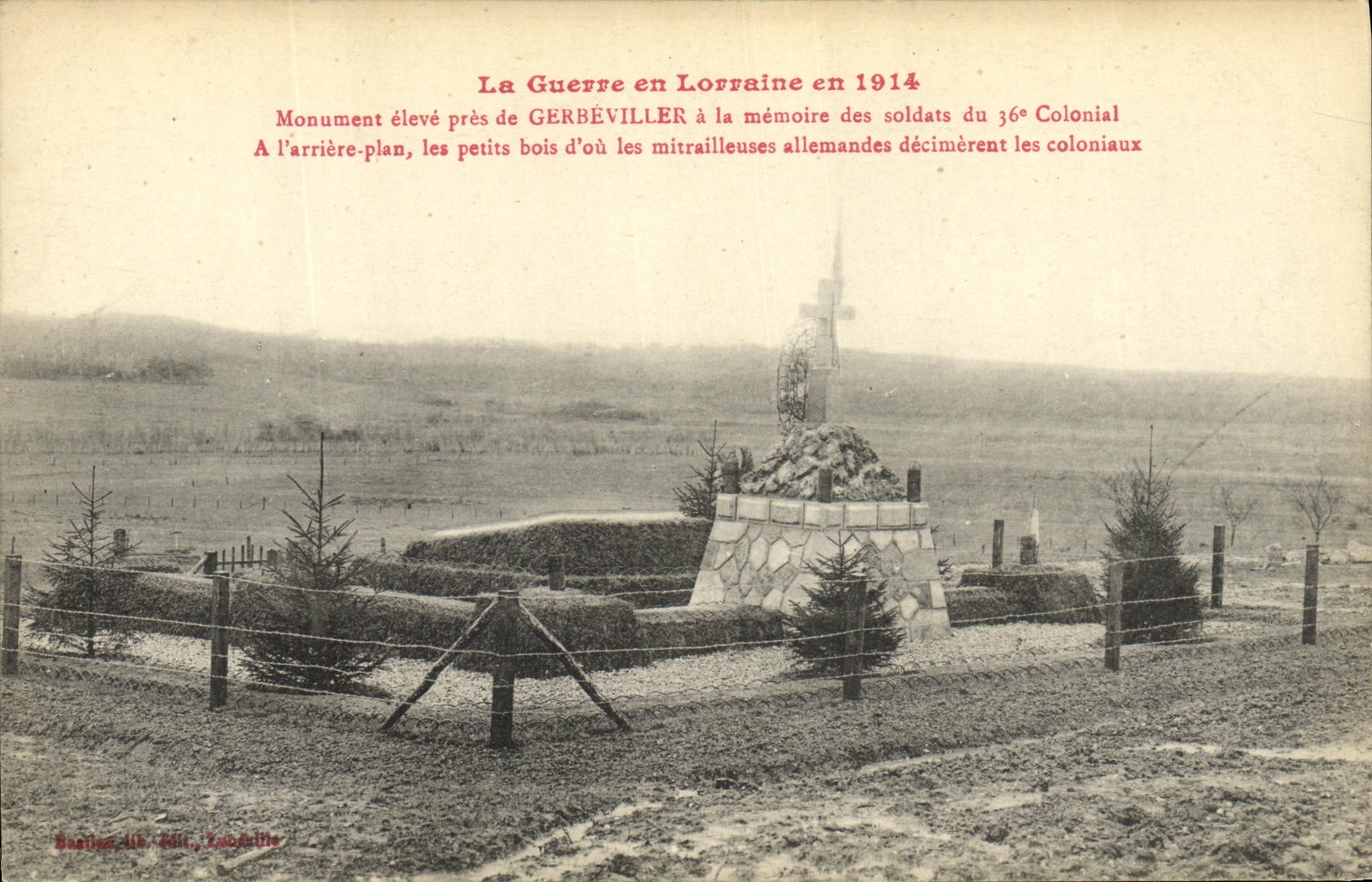 CPA Militaria Monument eleve pres de Gerbeviller a le memoire des soldats