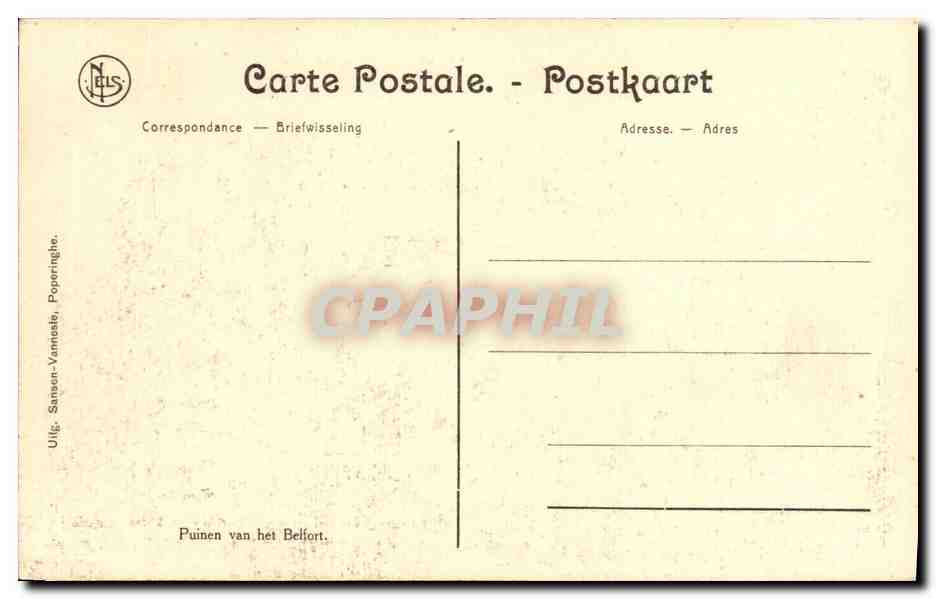 CPA Militaria Ruines d Ypres Ruines du beffroi — Rückseite