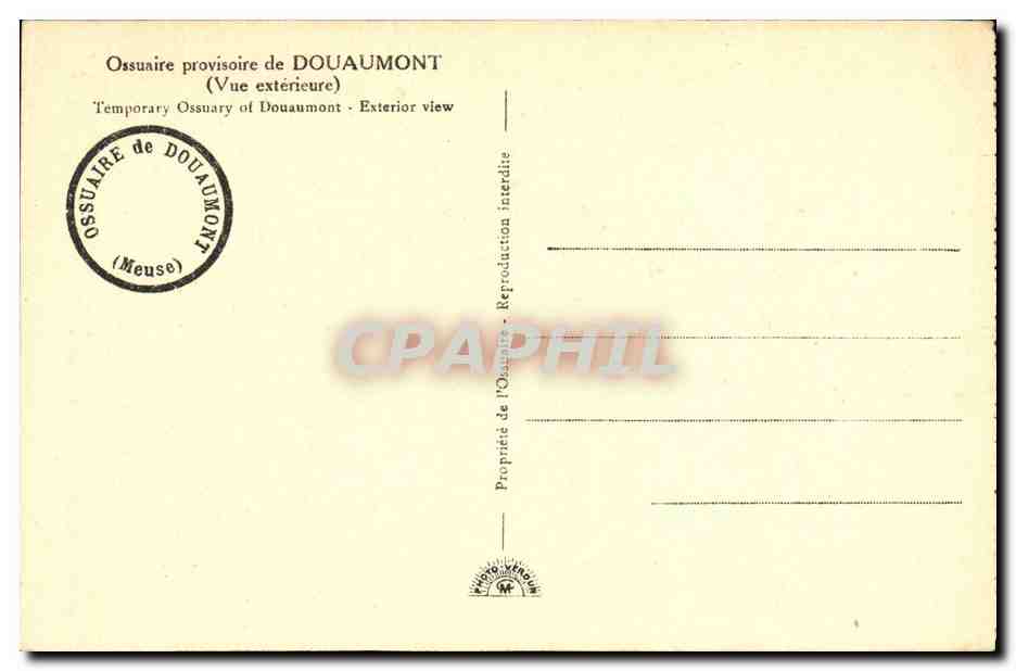 CPA Militaria Ossuaire provisoire de Douaumont Vue exterieure  — Rückseite