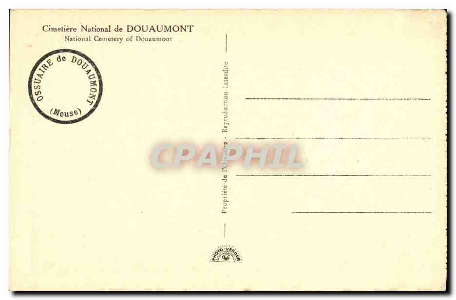 Cimetière National de Douaumont — vue des croix — éditeur Ossuaire de Douaumont — Rückseite