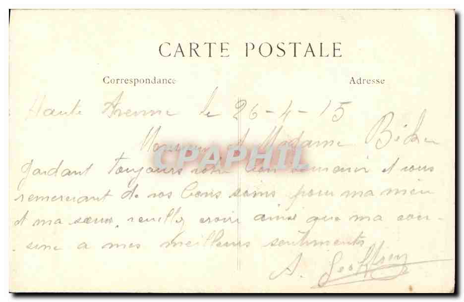 CPA Militaria Arras Les ruines de l hotel de ville prises de la place de la Vacquerie  — Rückseite