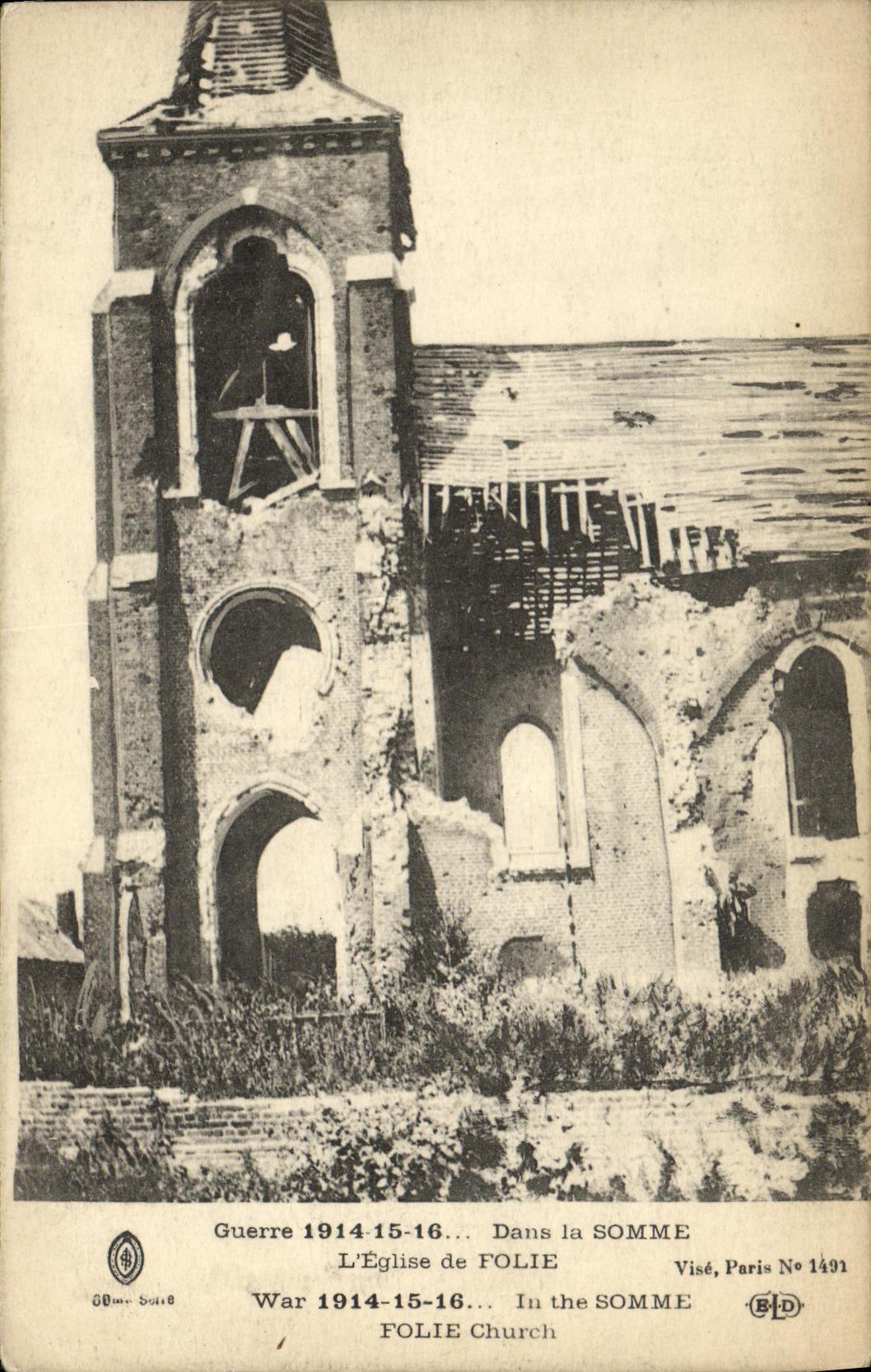 Église de Folie — Ruines après la guerre 1914-16 — Visé, Paris No 1491