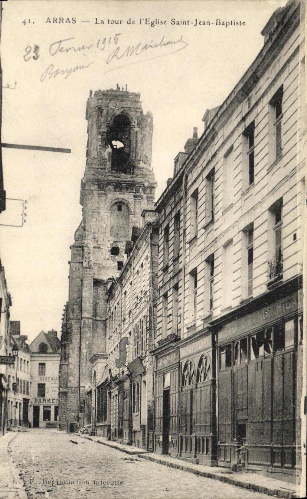 CPA Militaria Arras La Tour de L Eglise Saint Jean Baptiste