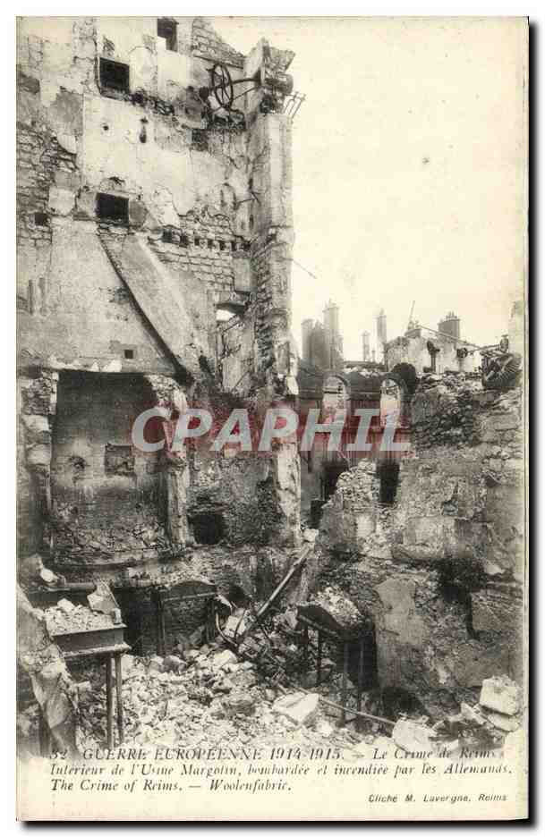 CPA Militaria Guerre Europeenne Le Crime de Reims Interieur de l usine Margotin 