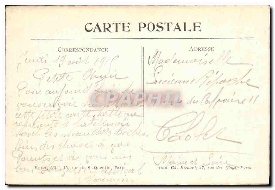 CPA Militaria Guerre Lihons La Grande Place — Back