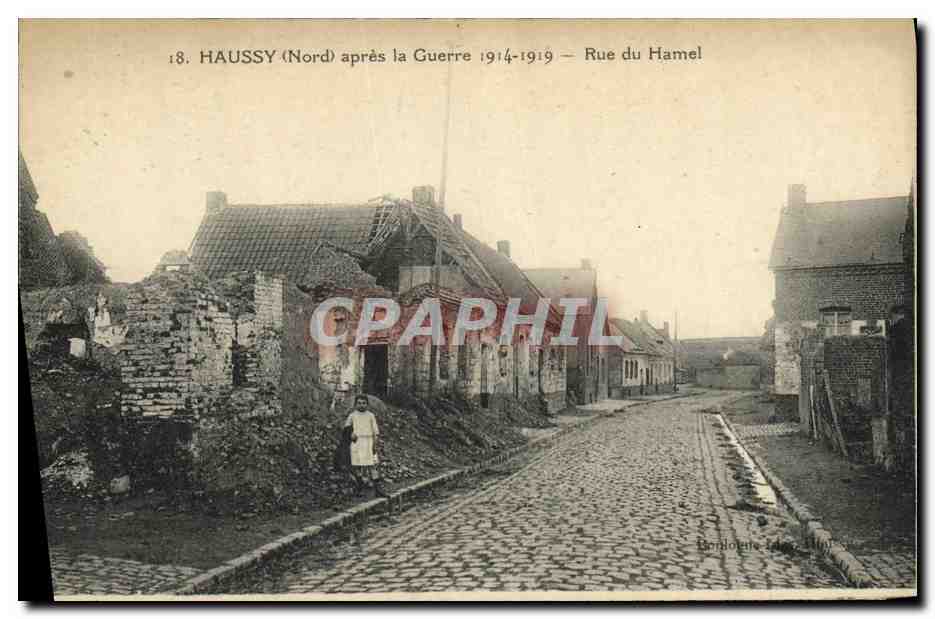 Haussy (Nord) después de la Guerra 1914-1919 — Rue du Hamel