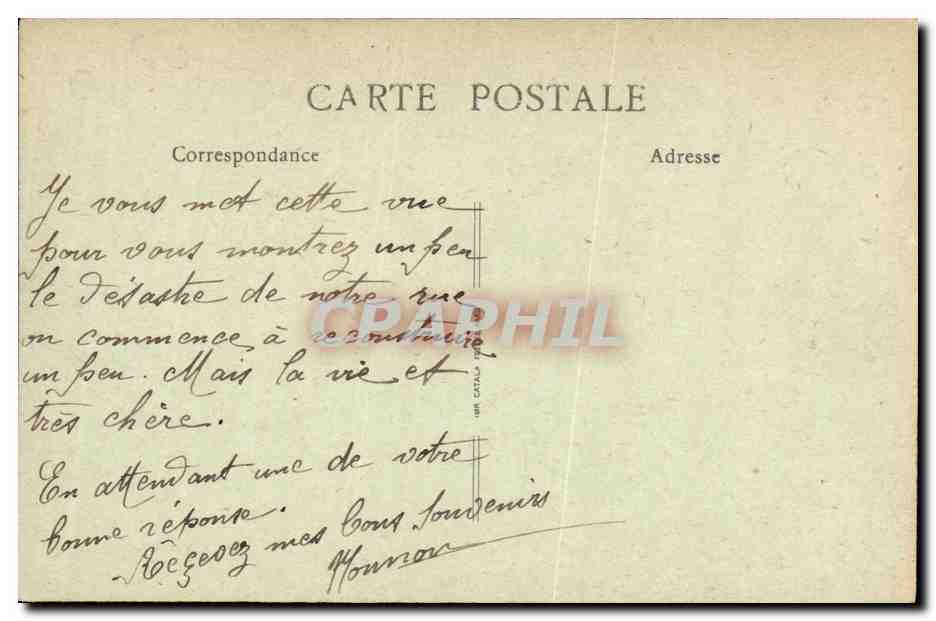 Haussy (Nord) después de la Guerra 1914-1919 — Rue du Hamel — Reverso