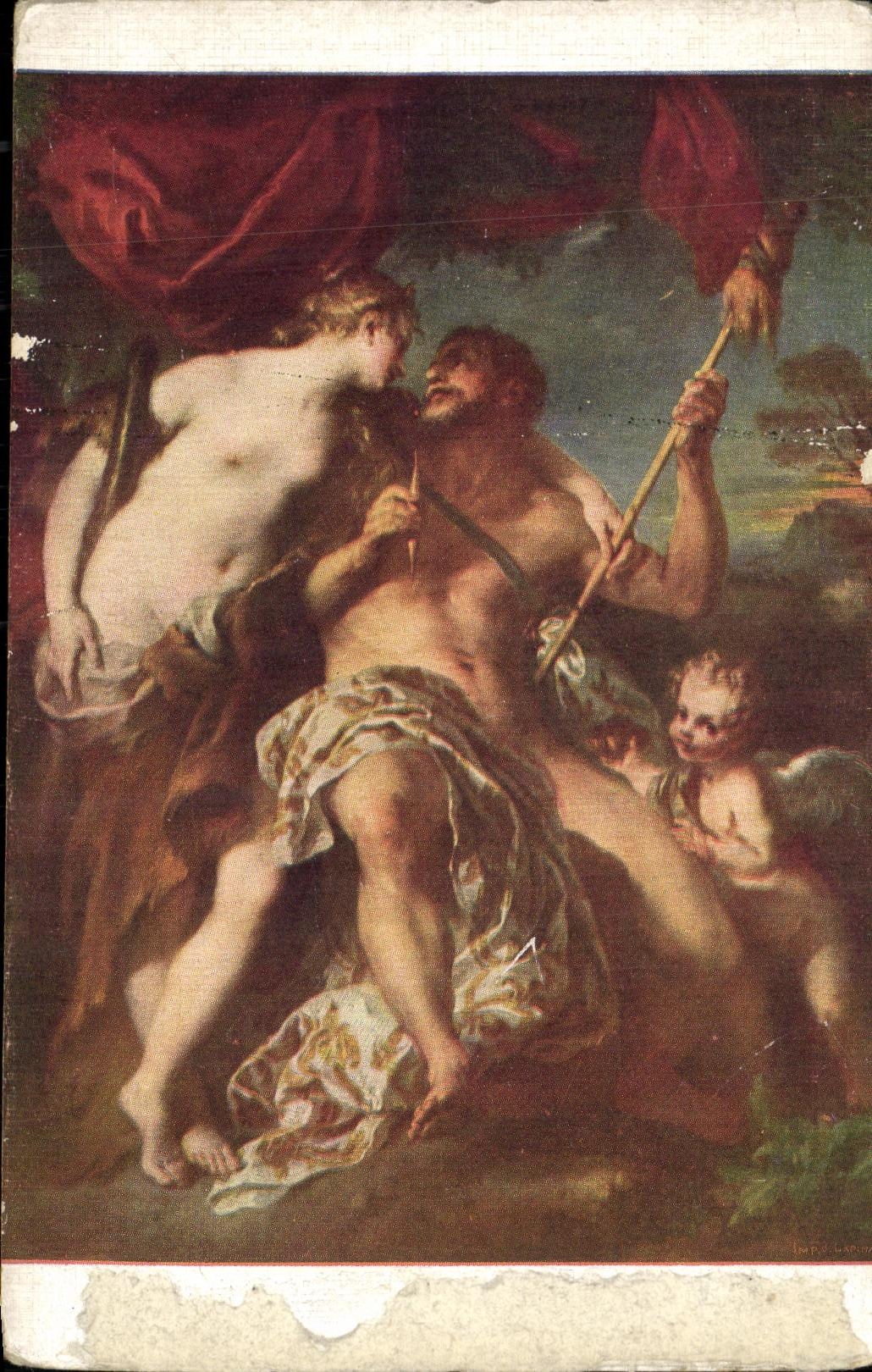 CPA Le Moyne Hercule et Omphale