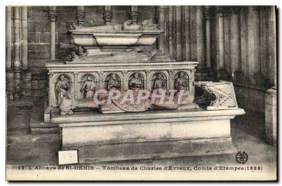 L'Abbaye de St-Denis — Tombeau de Charles d'Évreux, Comte d'Étampes (1836)
