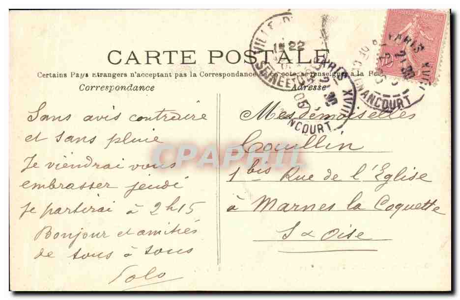 CPA Paris Les Buttes Chaumont La grotte — Verso