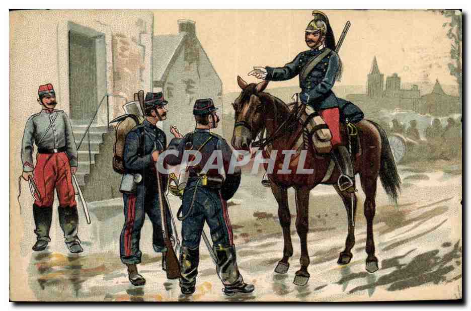 CPA Guerre Europeenne canon Schneider de 75 mm carte collee a une autre carte cavalier — Rückseite