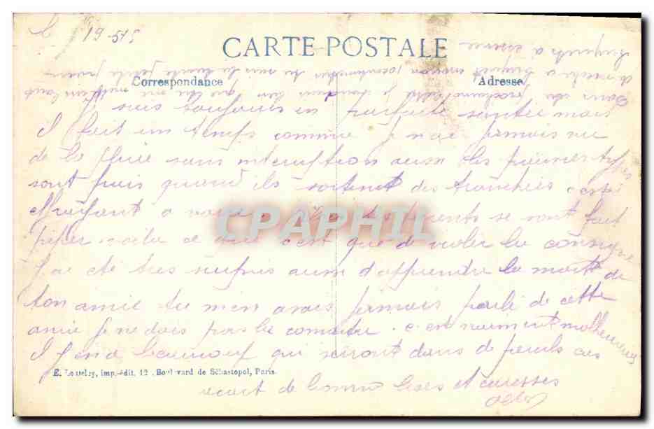 Un train blindé Belge — 1914 — défense d'Anvers — E.D. éditeur — Verso