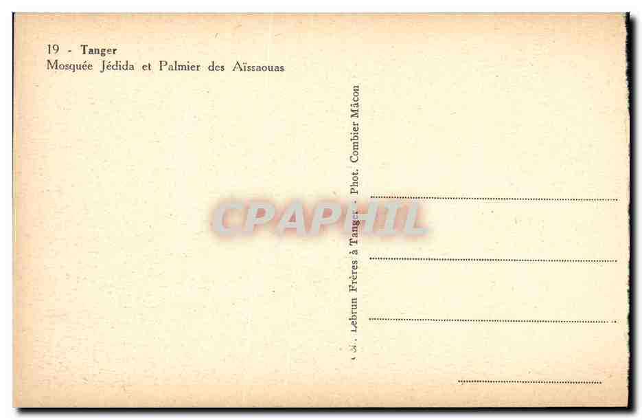 CPA Tanger Mosquee Jedida et Palmier des Aissaouas — Rückseite
