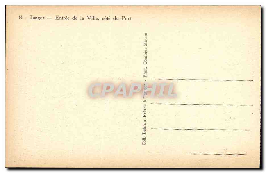 CPA Tanger Prise de la Ville Cote du port — Rückseite