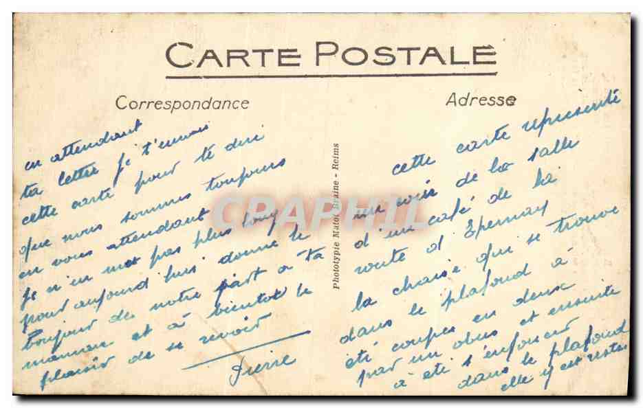 CPA Reprise de Reims Par les francais Cafe des Sportsmen Maison blanche Madama Wilbert  — Verso