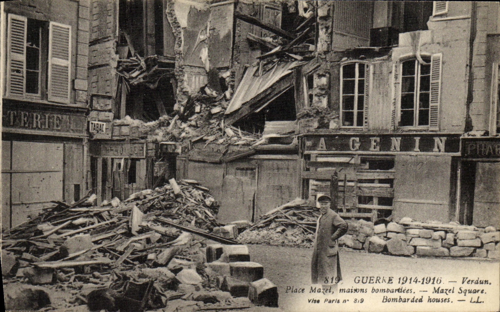 Place Mazel, maisons bombardées — Verdun — Vise Paris n° 819