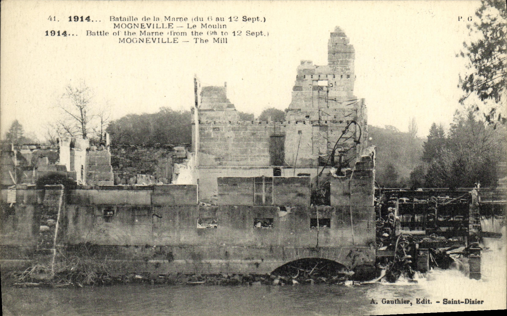 CPA Militaria Bataille de la Marne Mogneville Le moulin 