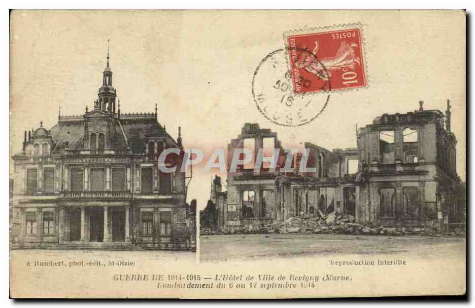 CPA Militaria Hotel De Ville de Revigny Bombardement