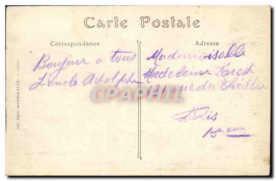 Bombarde ment de REIMS par les Allemands — Rue Ferrand — Visé Paris N° 130 — Collection H. GEORGE. Reims — Verso