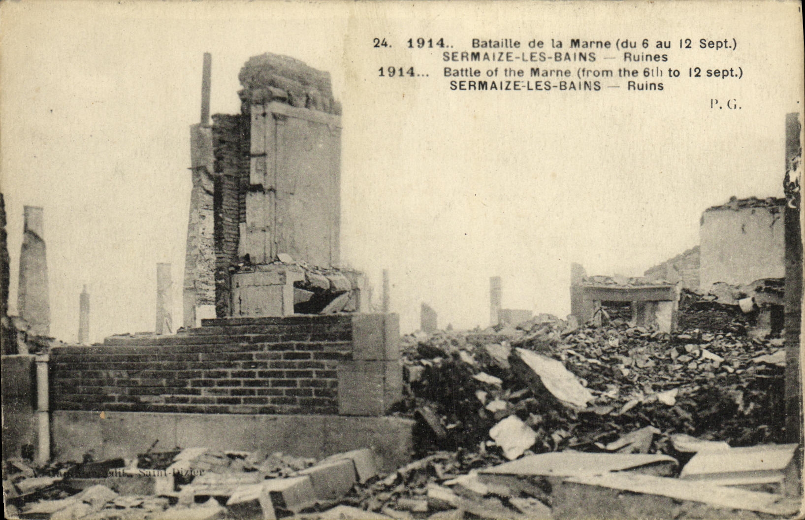 CPA Militaria Bataille de la Marne Sermaize les Bains Ruines 