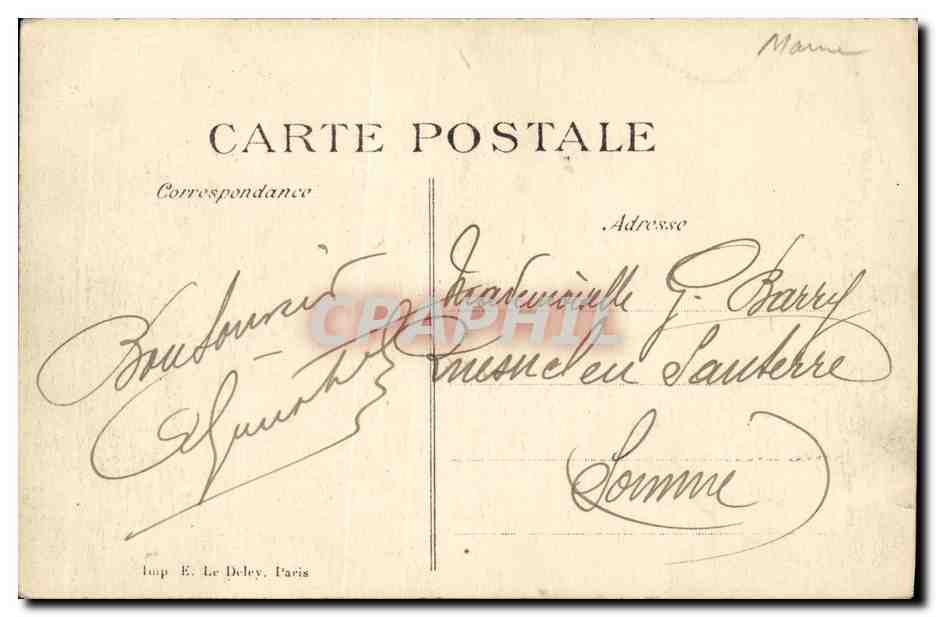 CPA Militaria Bataille de la Marne Sermaize les Bains Ruines  — Back