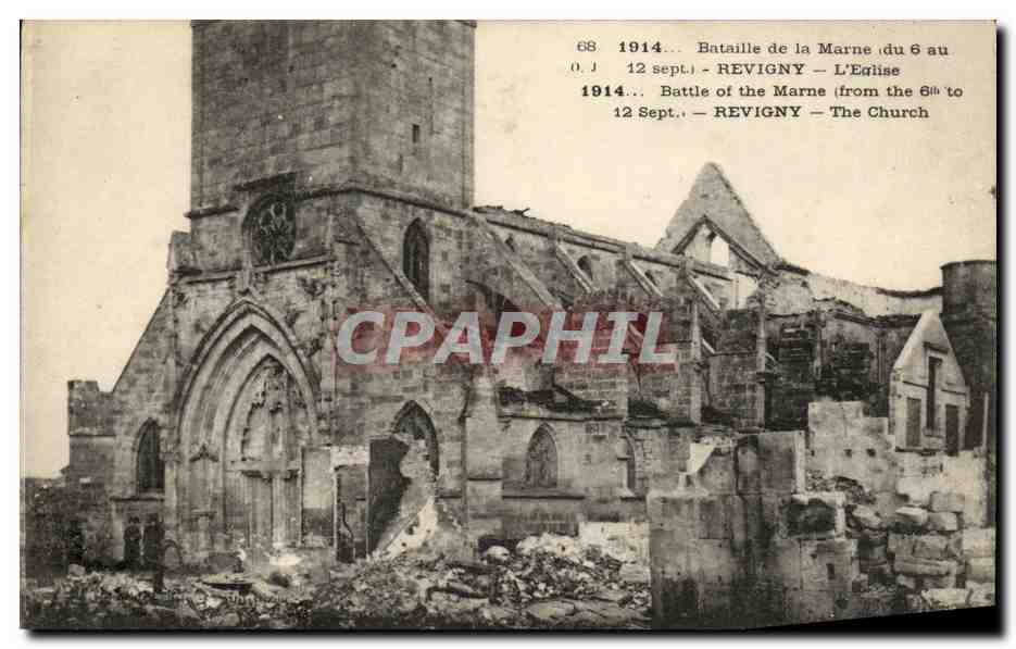 CPA Militaria Bataille de la Marne Revigny L eglise 