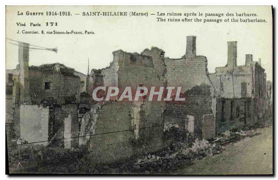 CPA Militaria Saint Hilaire ruines apres le passage des allemands 