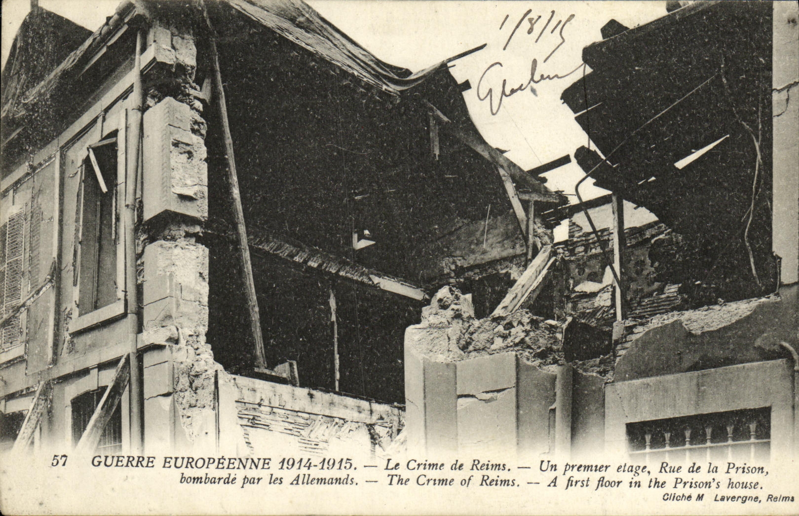 CPA Militaria Guerre Europeenne Le crime de Reims Rue de la prison 
