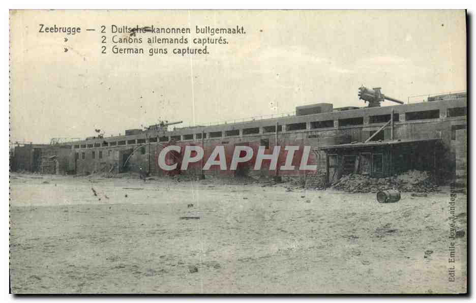 CPA Militaria Zeebrugge Canons allemands captures