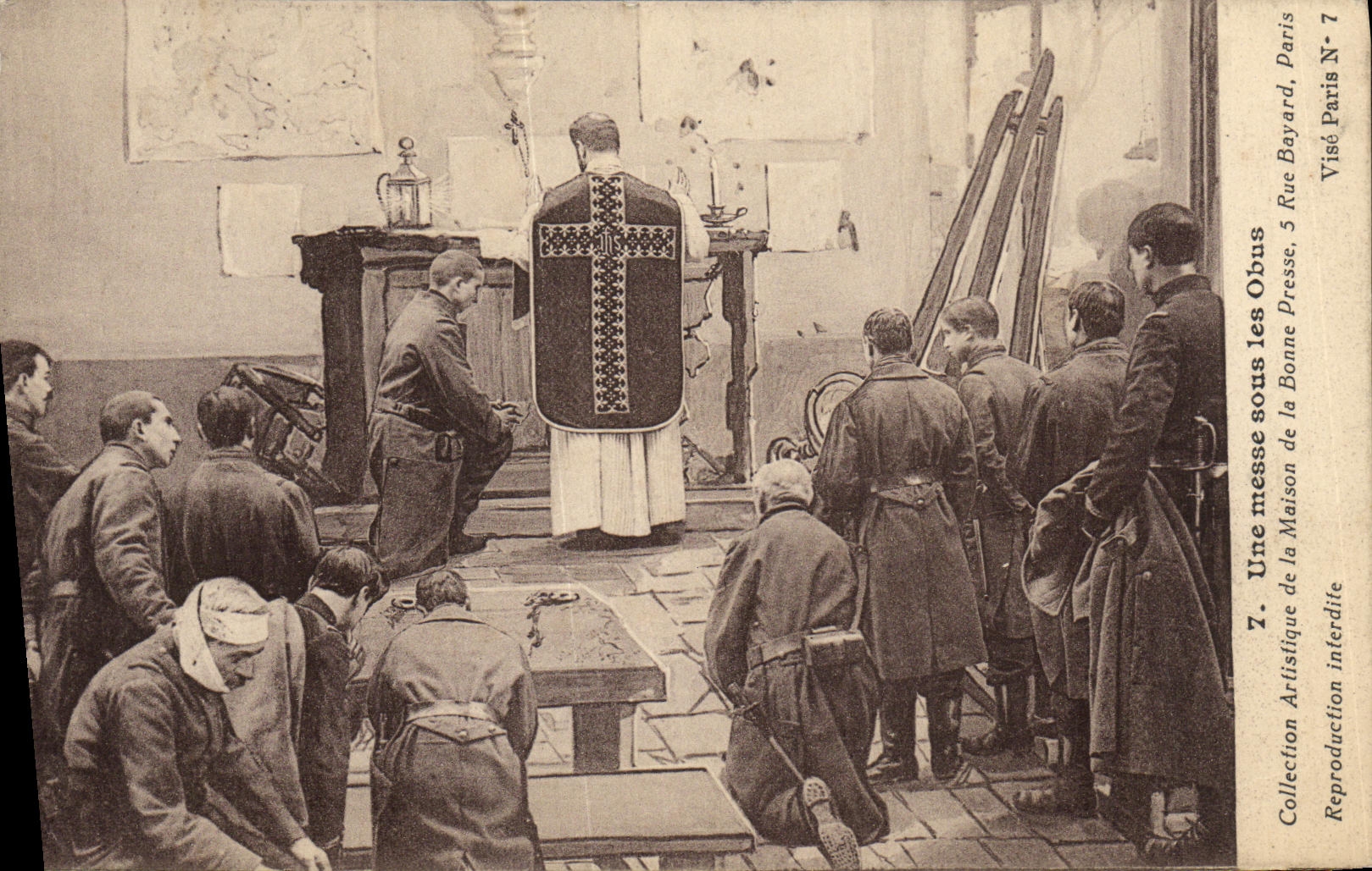 CPA Militaria Une Messe Sous les Obus