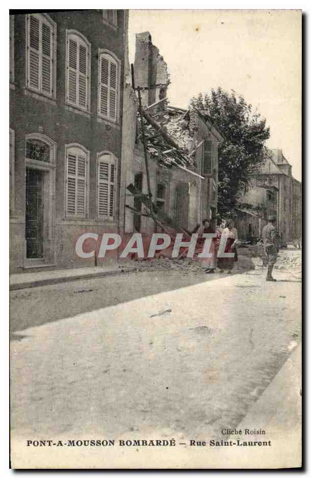 CPA Militaria Pont A Mousson Bombarde Rue Saint Laurent 