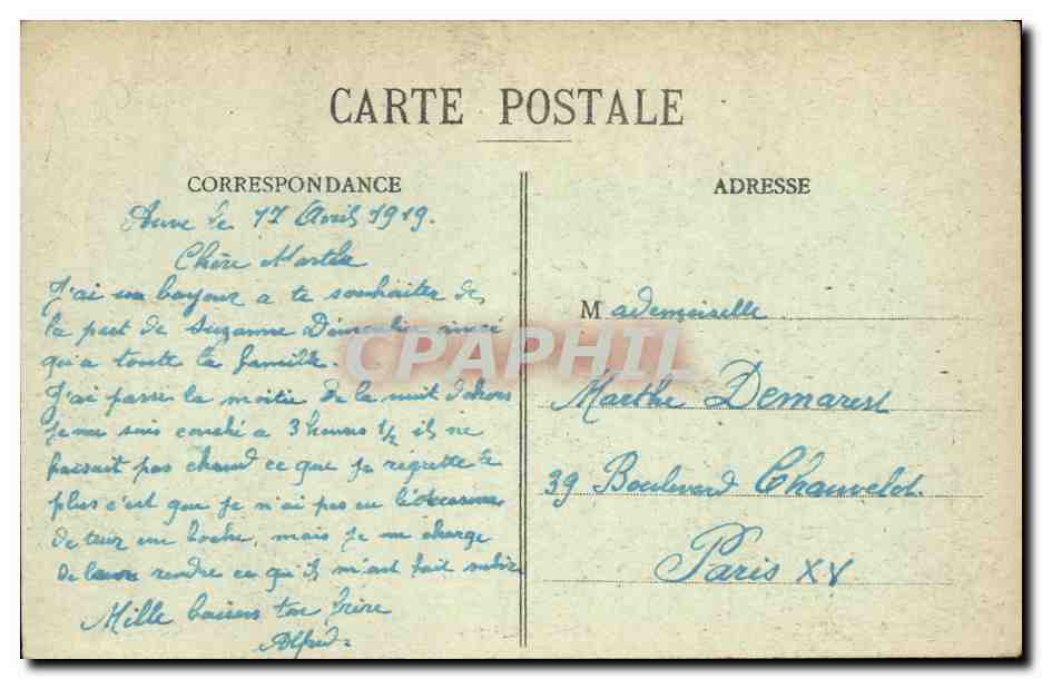CPA Militaria Auve L Hopital — Rückseite