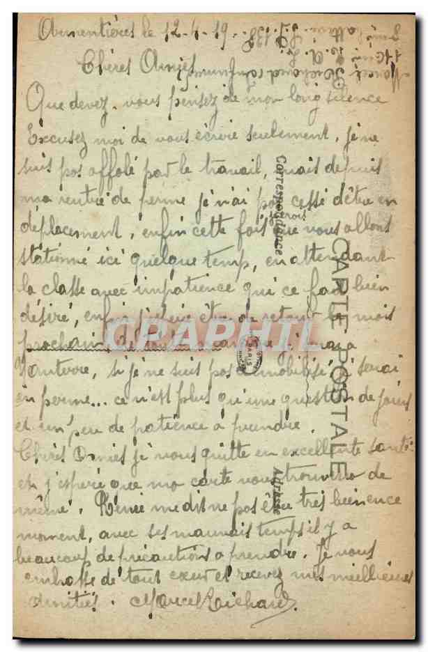 CPA Militaria Armentieres Rue du Faubourg de Lille  — Rückseite