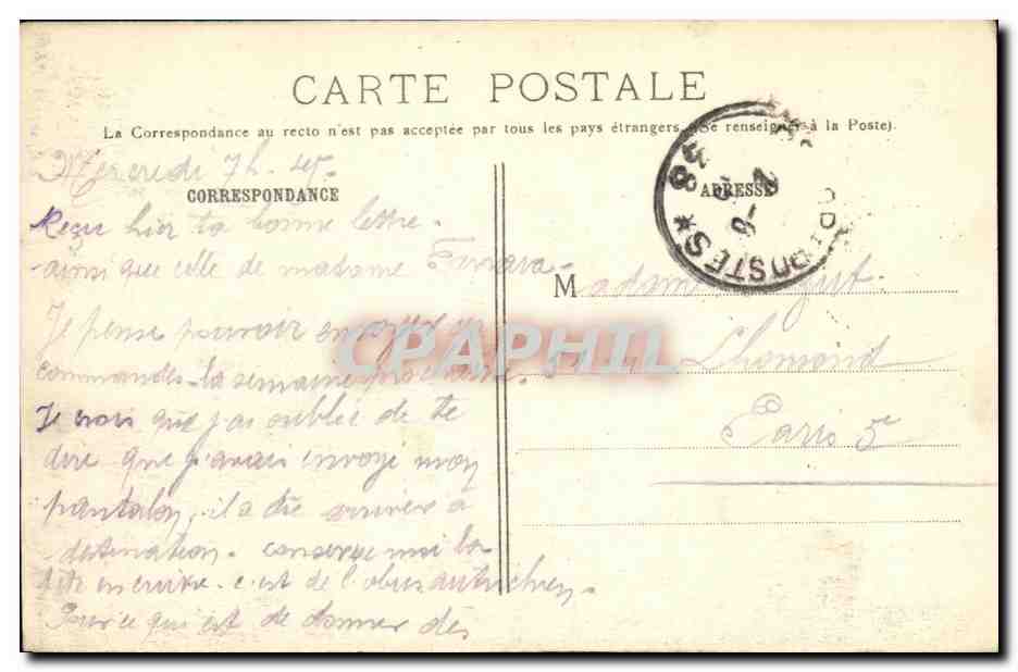 Château de Condé — détruit par les Allemands — R.P. Paris n°141 — Rückseite