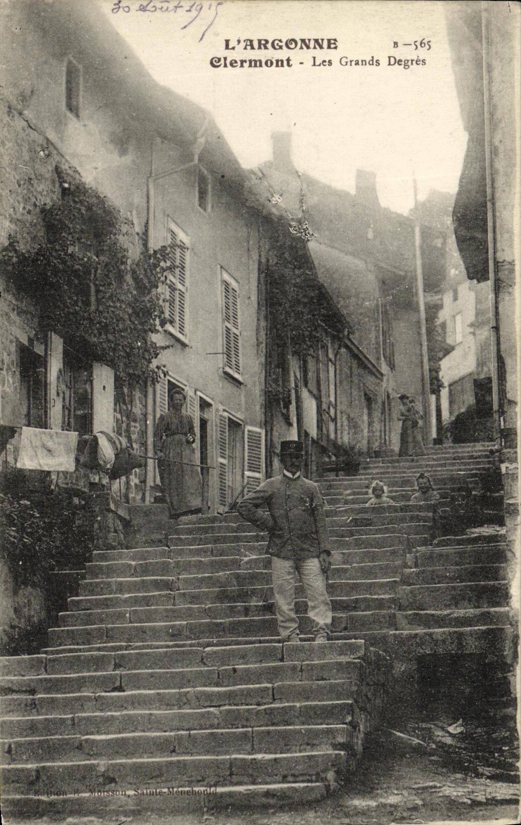 Clermont - Los Grandes Escalones — L'Argonne — B-565 — Edición H. Moisson, Sainte-Maheould