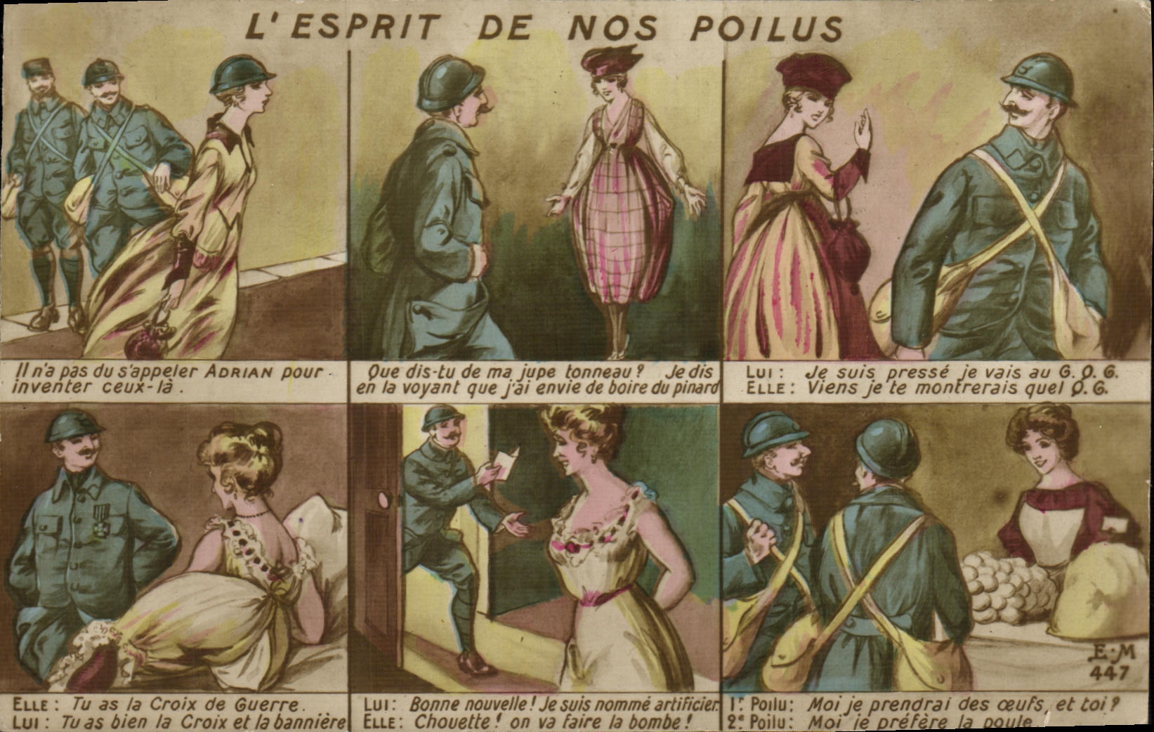 L'ESPRIT DE NOS POILUS — caricature militaire — E.M. 447