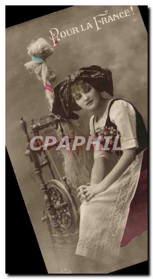 Femme à la machine à tisser — Pour la France ! — CPAPHIL