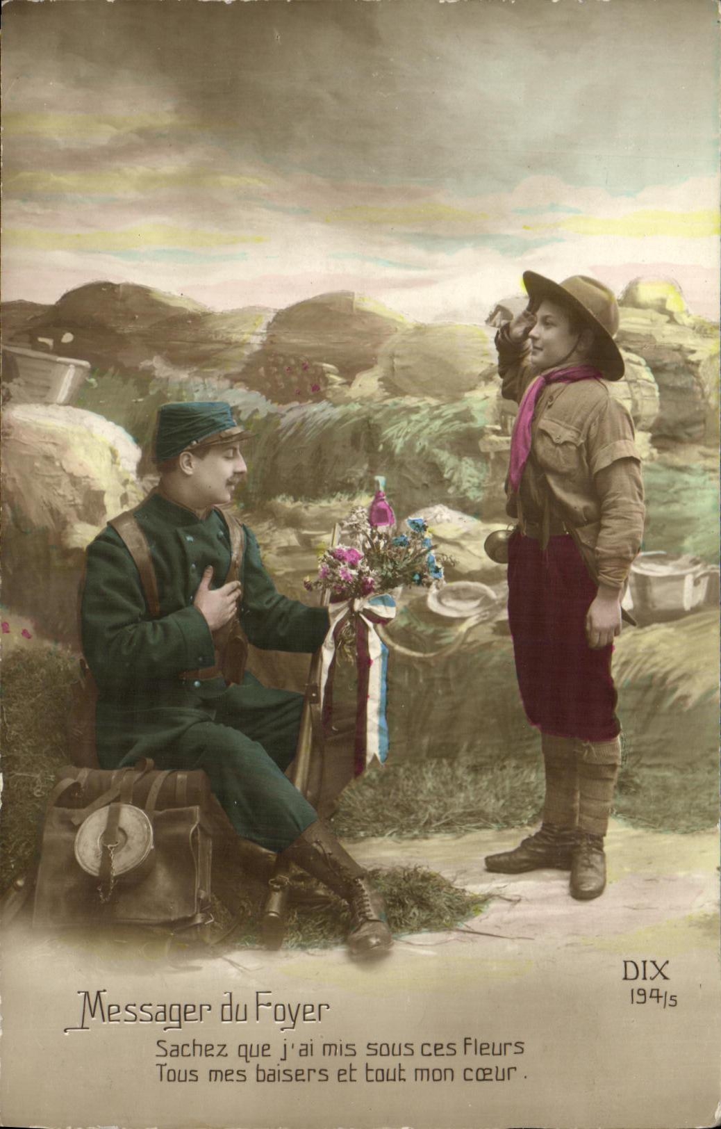 CPA Militaria Messager du Foyer Scout