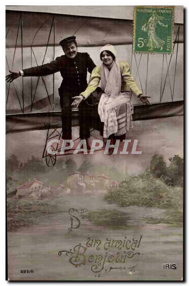 CPA Femme Avion 