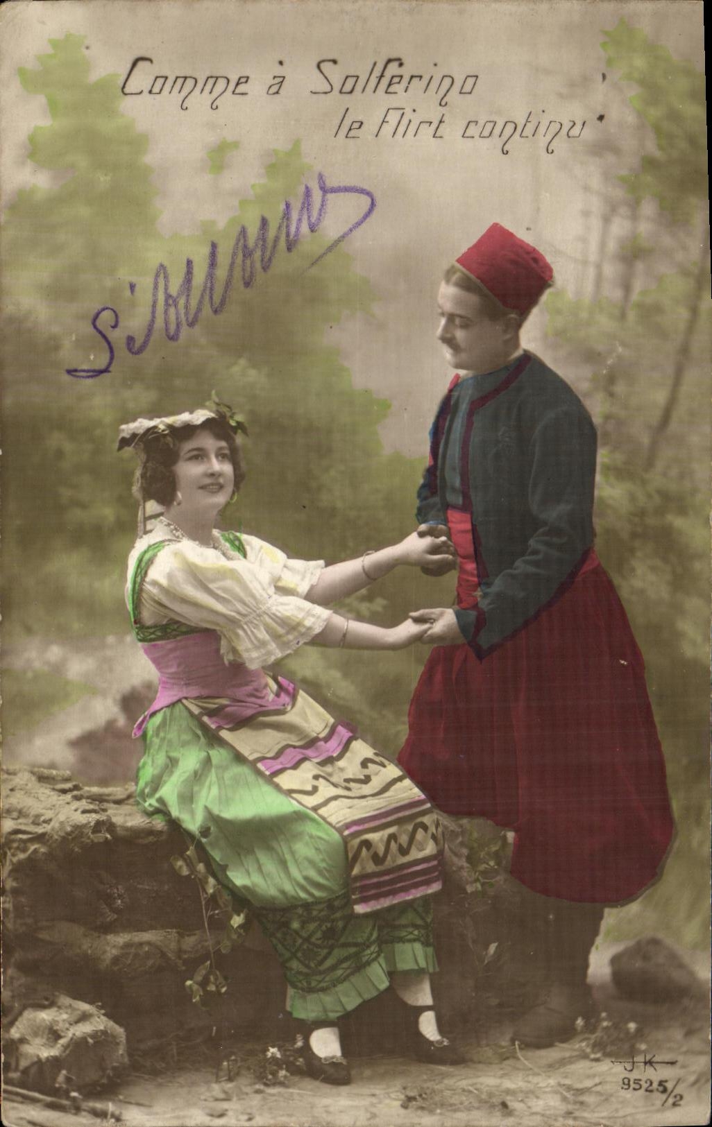 CPA Militaria Comme a Solferino le Flirt Continue