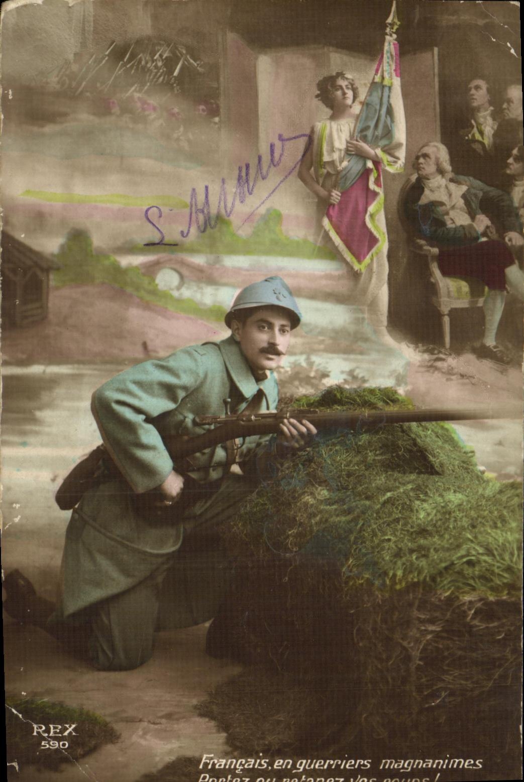 CPA Militaria Francais en guerriers magnanimes