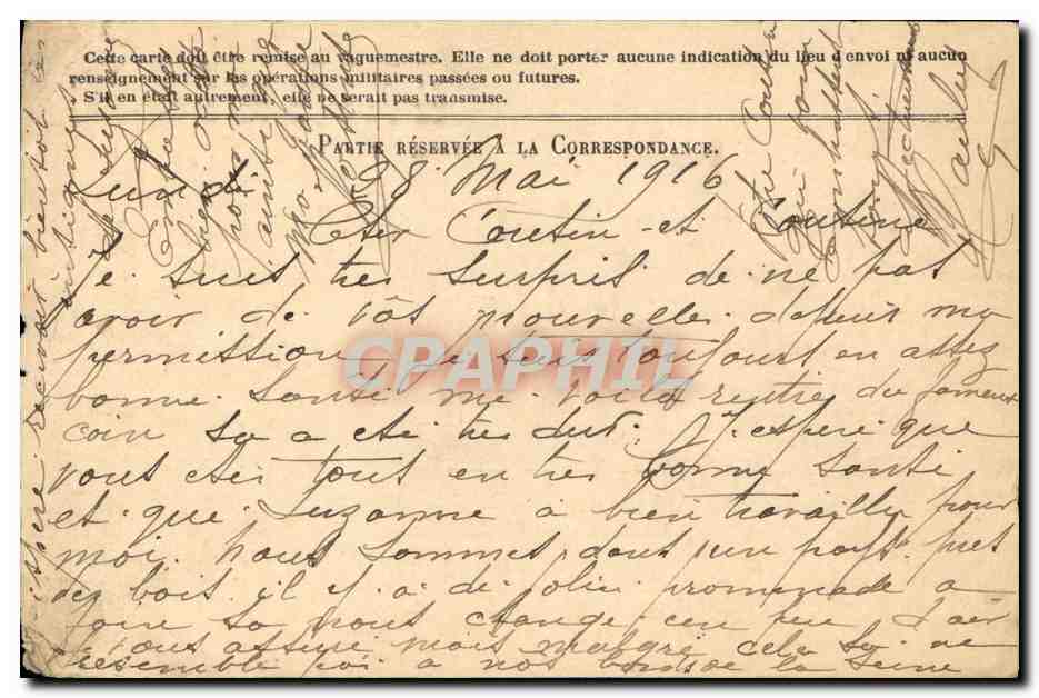 Carte de Franchise Militarire Militaria Pegache duclair  — Rückseite