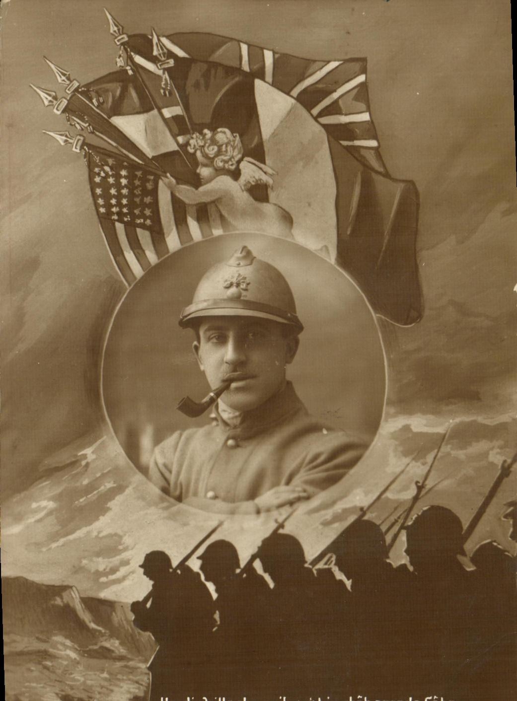 CPA Militaria Soldat Ange