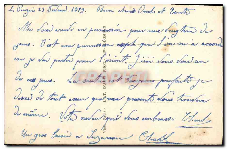 CPA Militaria Soldat Ange — Verso