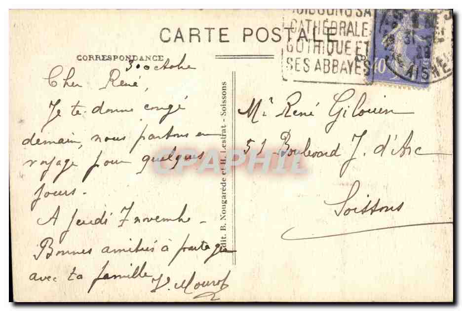 Soissons, nach der 2. Invasion — Um die Kathedrale (Nordseite) — Rückseite