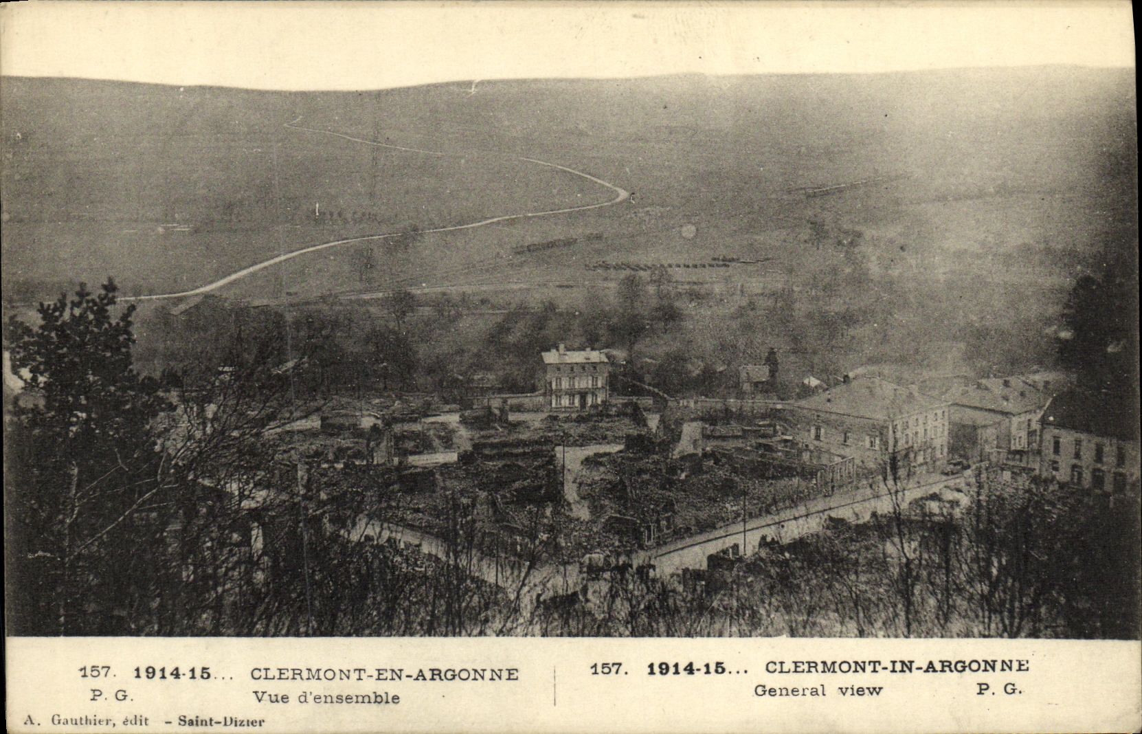 Clermont-en-Argonne — Vue d'ensemble — A. Gauthier, édit. Saint-Dizier, n° 157