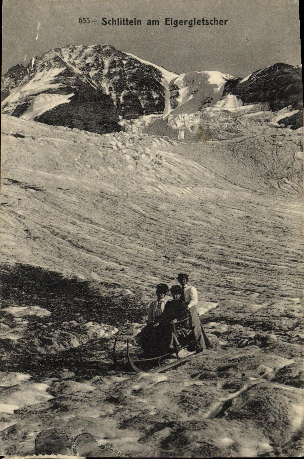 CPA Schlitteln am Eigergletscher Luge Sport d hiver