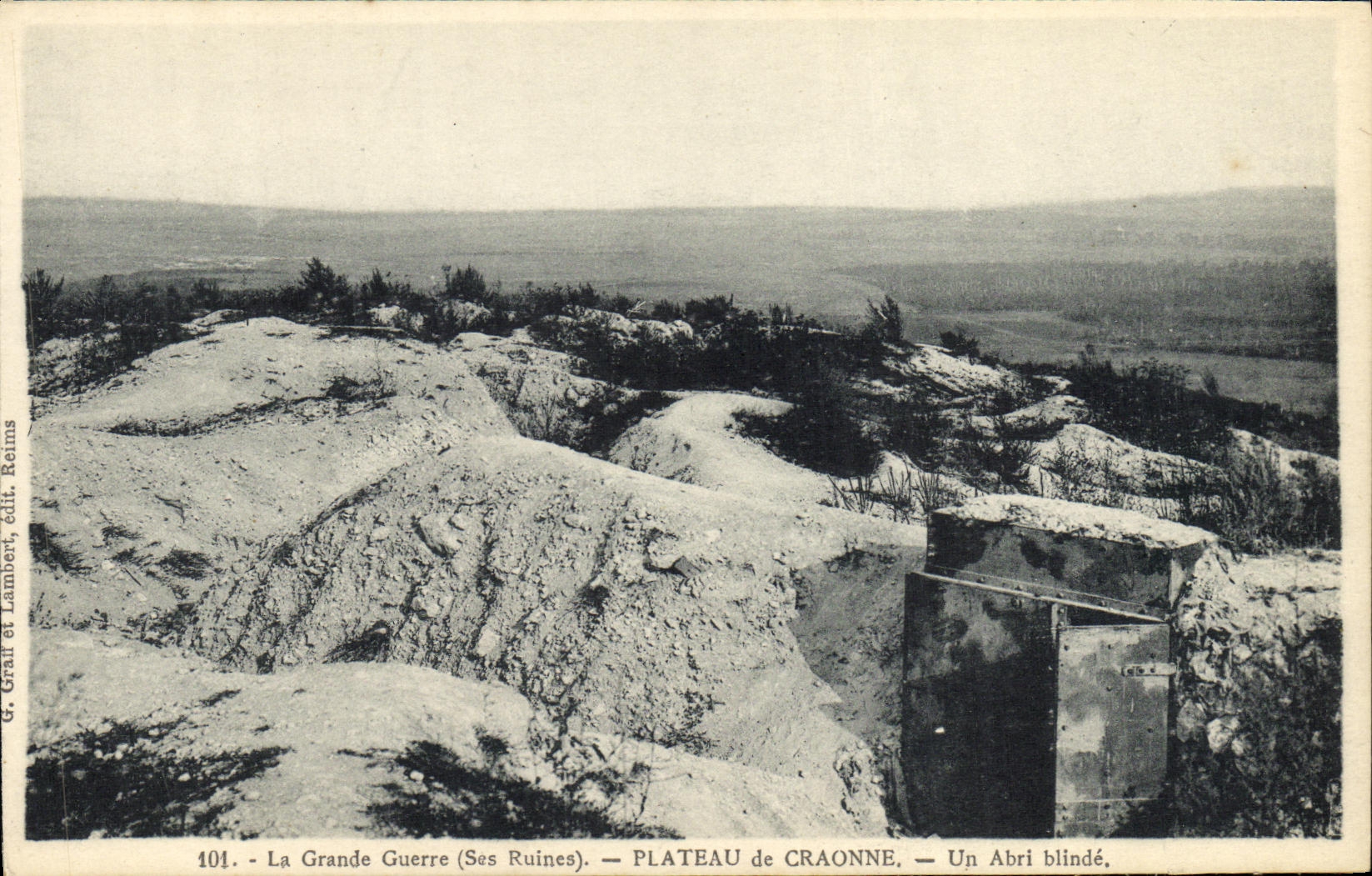 Plateau de Craonne — Un Abri blindé — G. Grall et Lambert, édit. Reims, n° 101