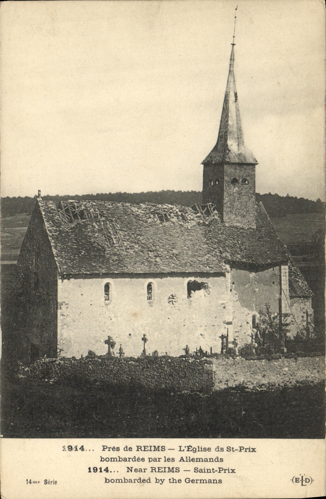 CPA Militaria Pres Reims Eglise de Saint Prix 