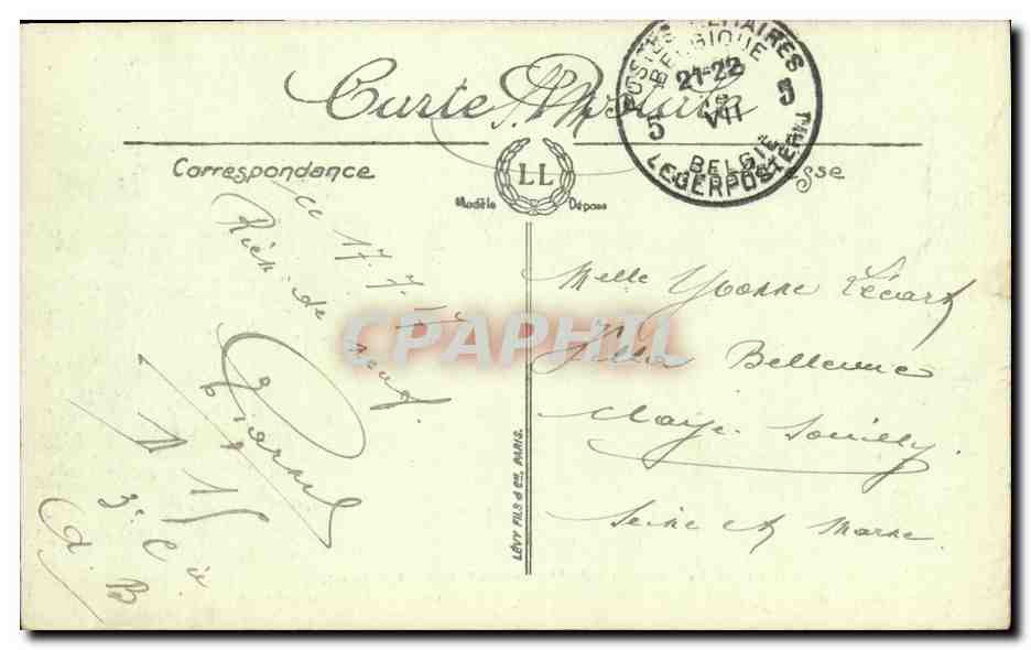 Catedral de Malinas — después del bombardeo — Vied Parke n° 384 — Reverso